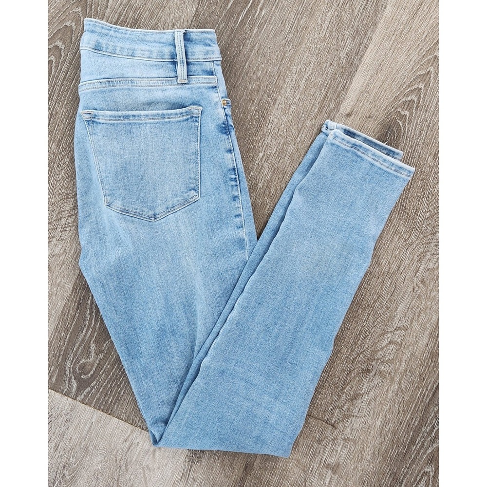 FRAME Le One Skinny Jeans Light Wash Blue High Rise Stretch Denim Size 1